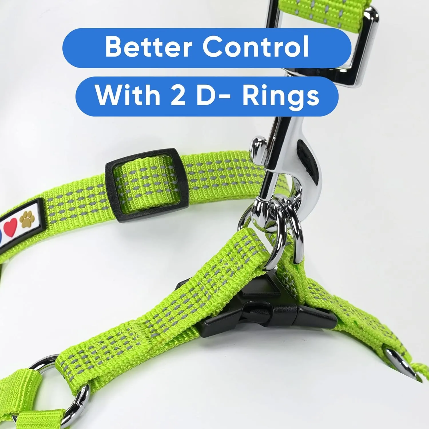 Pawtitas Small Dog Harness - Green, Adjustable, Reflective Step-in Harness for Senior Dogs to Puppies