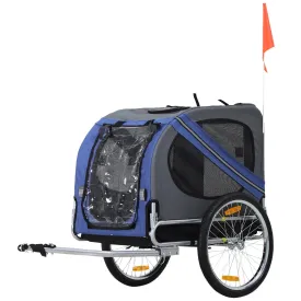 Pet Bicycle Trailer Foldable Dog Cat Bike Carrier with Suspension- Blue