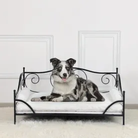 Pet Couch Bed, Large Dog Sofa Beds, Dog Furniture, Medium Pet Couch,Metal Frame and Washable Cushion, for Medium Sized Dogs Sitting (Black)