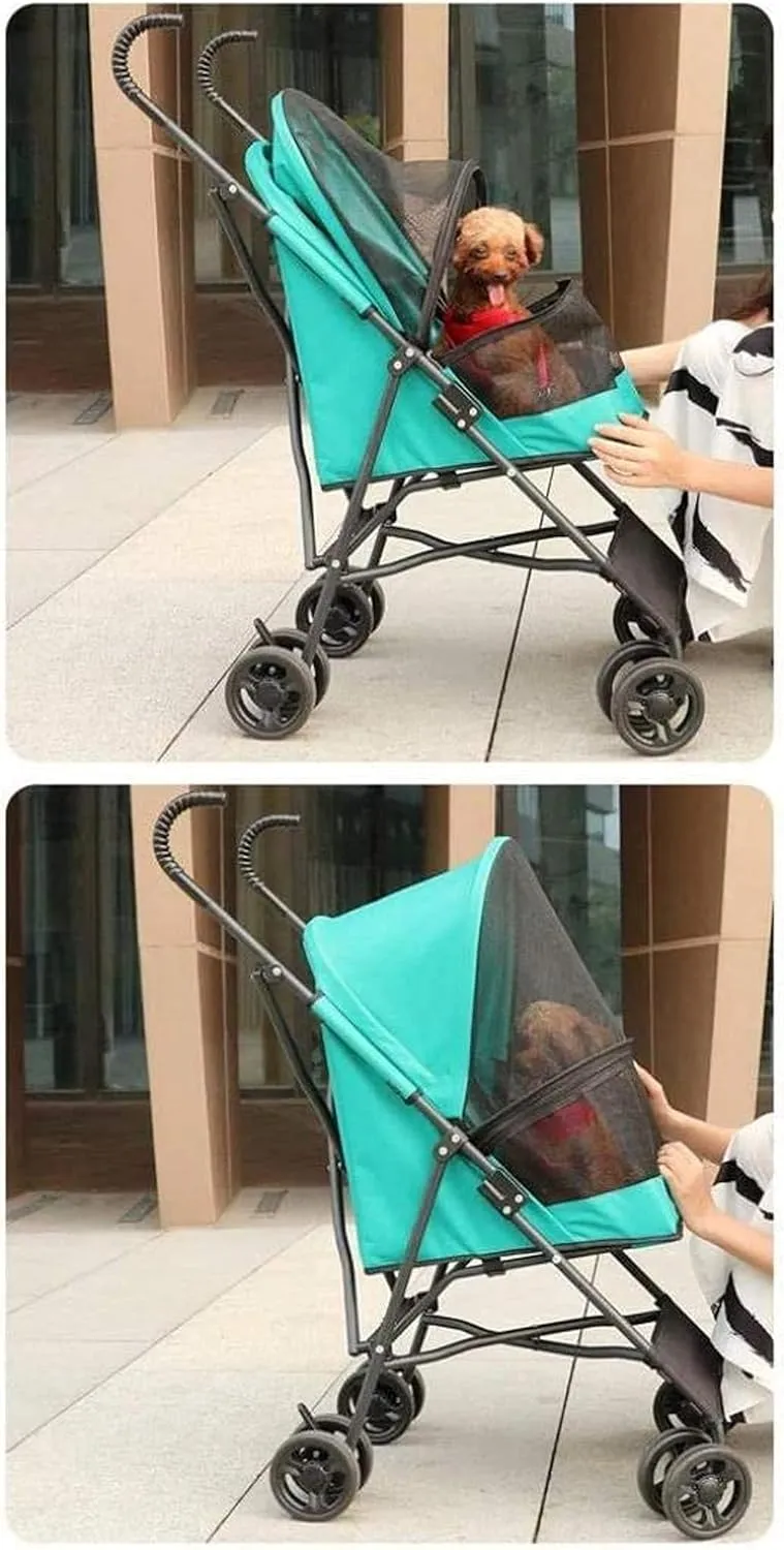 Pet Dog Cat Animal Stroller | Dog Pram | Dog for Traveling | Travel Vet Stroller Dog Pushchair | 2 Front Swivel Wheels & Rear Brake (Green)