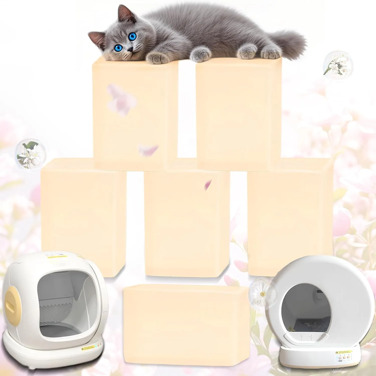 Pet Odor Eliminator for Meowant Self-Cleaning Cat Litter Box, Cat Litter Deodorizer Compatible with MW-SC01/MW-SC02/LB02, Cat Toilet Odor Deodorant Gel, Pet Gift (6*PACK)