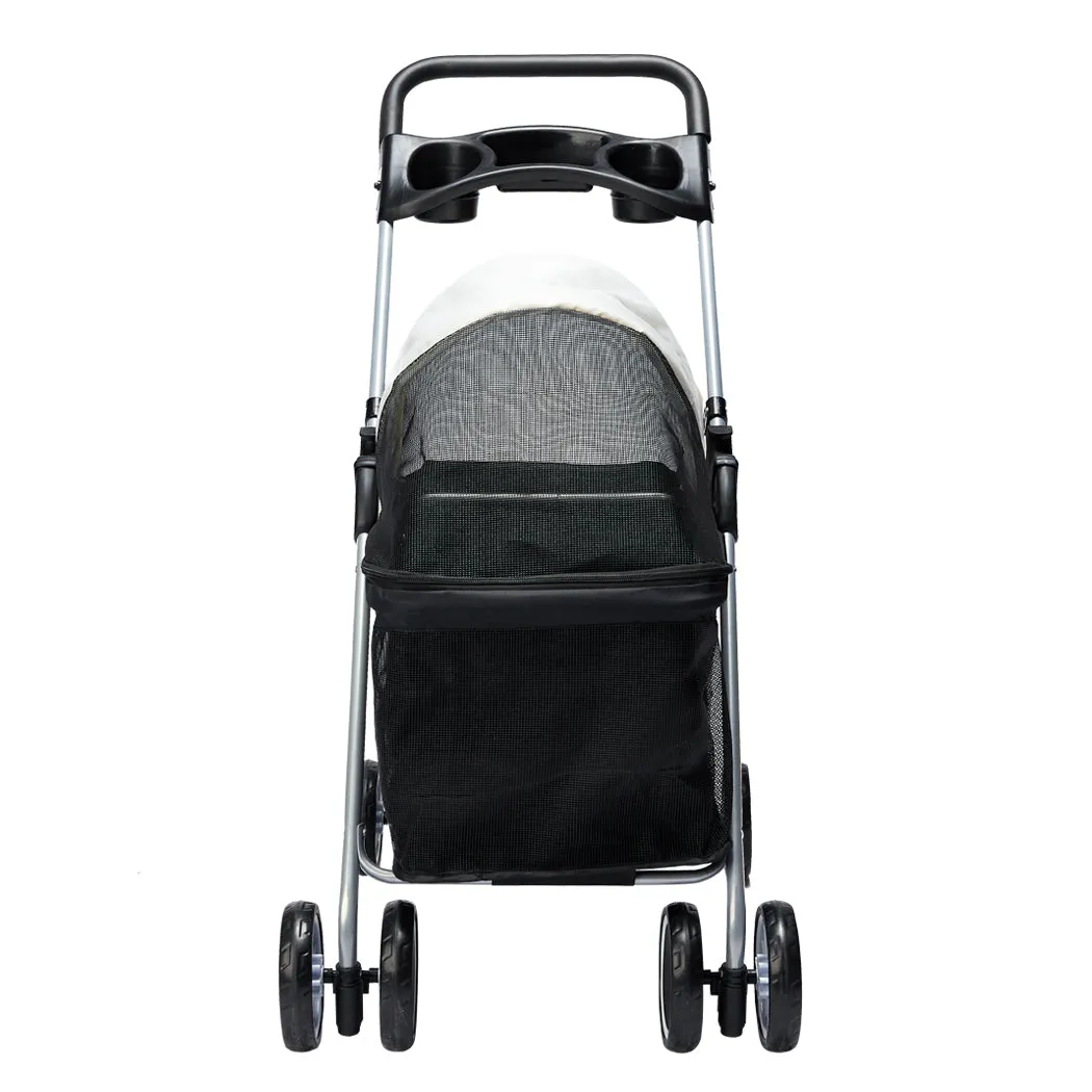 Pet Stroller Dog Cat Pram Foldable Carrier 4 Wheels Large Travel Pushchair - Black