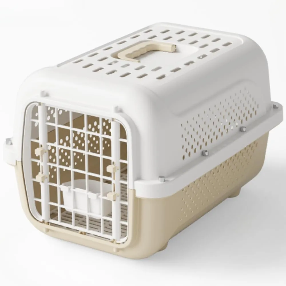 Pet Travel Carrier Size Medium in Brown, Travel Carrier or Crate for Dogs and Cats up to 17.6 lbs.