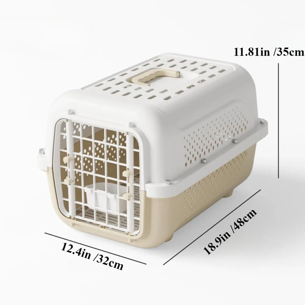 Pet Travel Carrier Size Medium in Brown, Travel Carrier or Crate for Dogs and Cats up to 17.6 lbs.