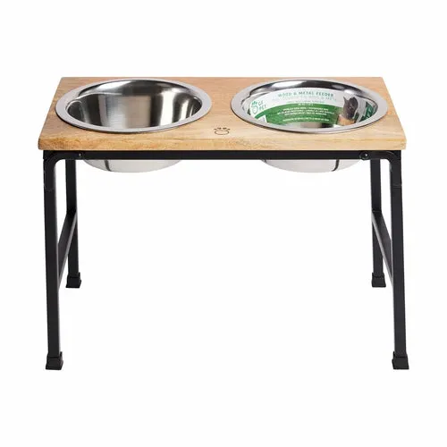 Pet Wood & Metal Elevated Feeder