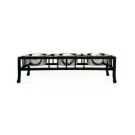 Pets Stop Baron Triple Diner Feeder Black