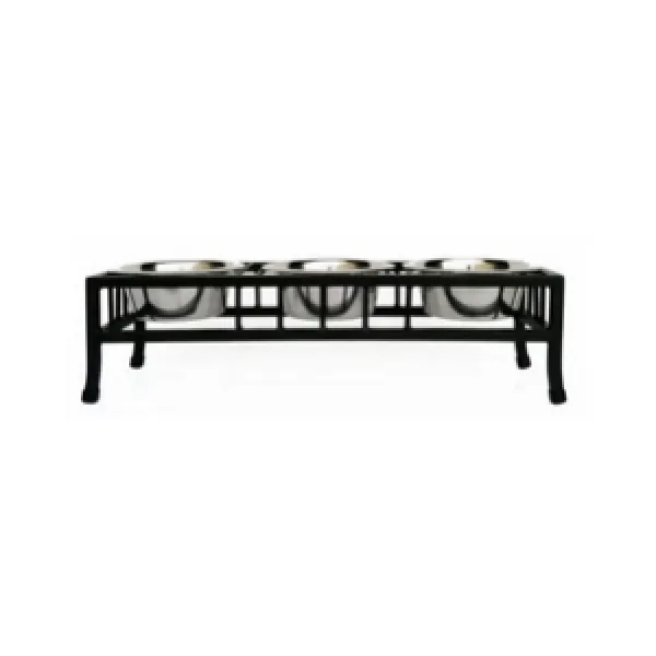 Pets Stop Baron Triple Diner Feeder Black