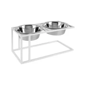 Pets Stop Cityline Double Diner Raised Feeder White