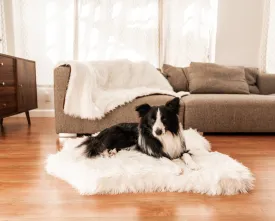 PupRug™ Junior Memory Foam Bed   Matching Waterproof Blanket Bundle - Polar Bear Faux Hide