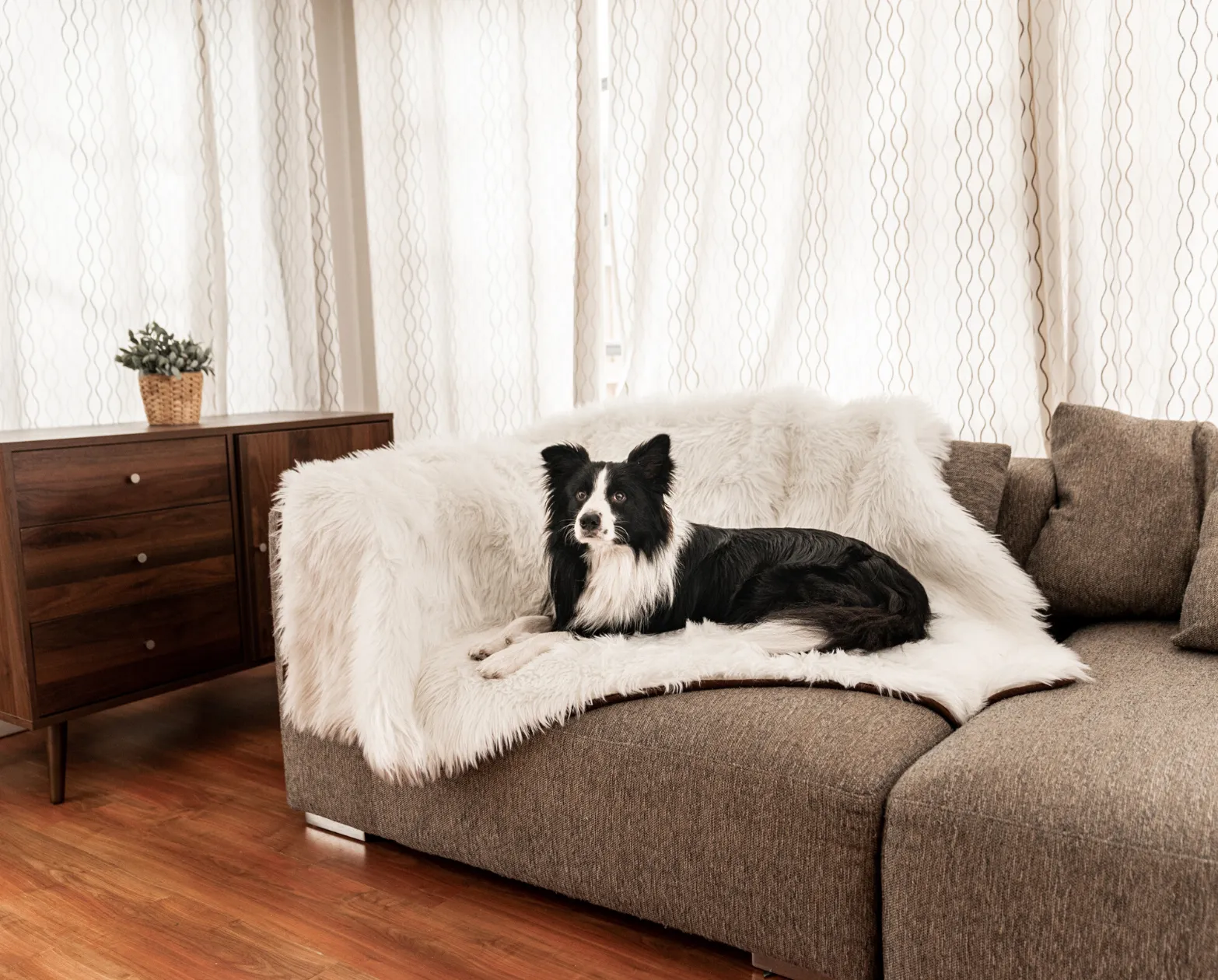 PupRug™ Junior Memory Foam Bed   Matching Waterproof Blanket Bundle - Polar Bear Faux Hide