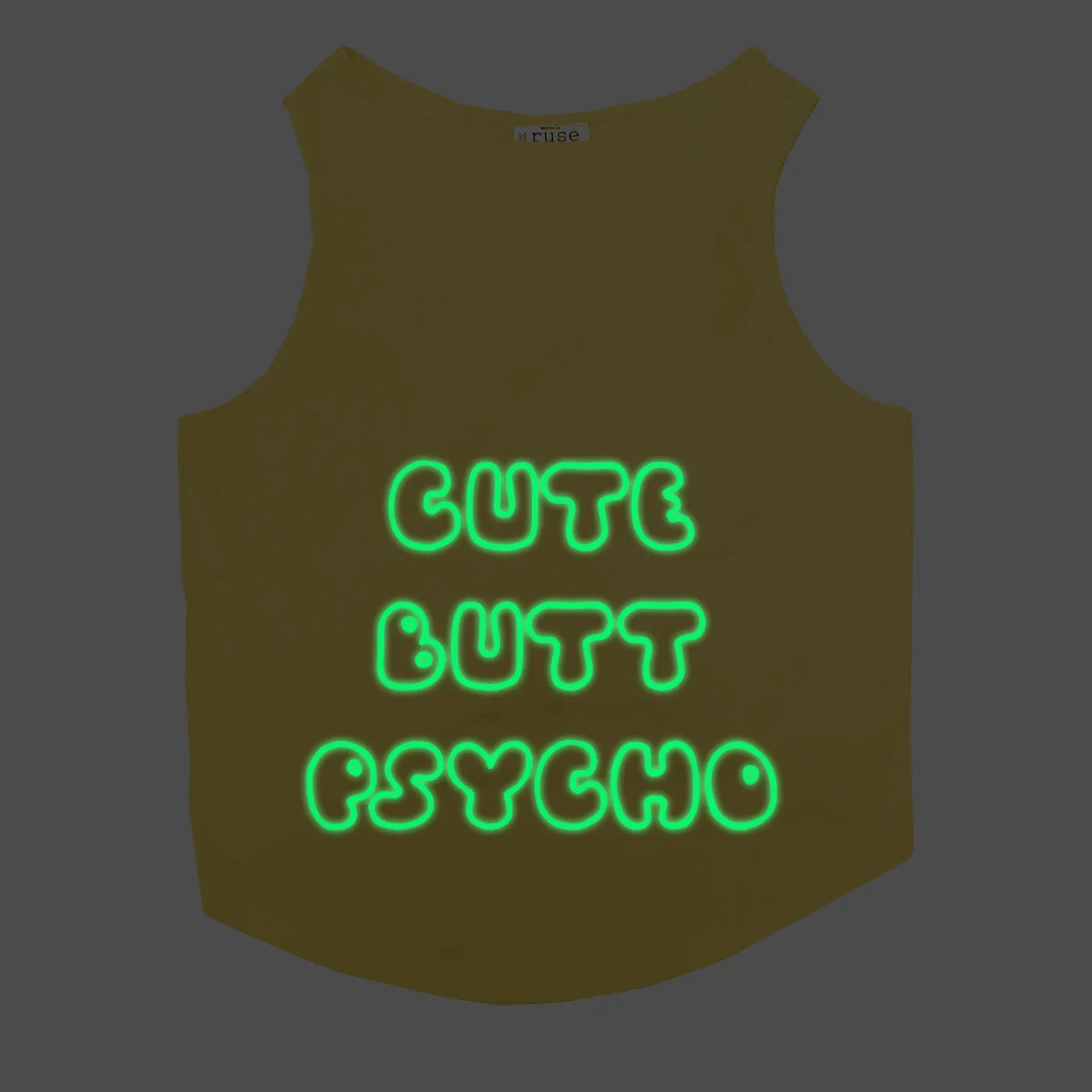 "Cute Butt Psycho" Night Glow Printed Dog Tee