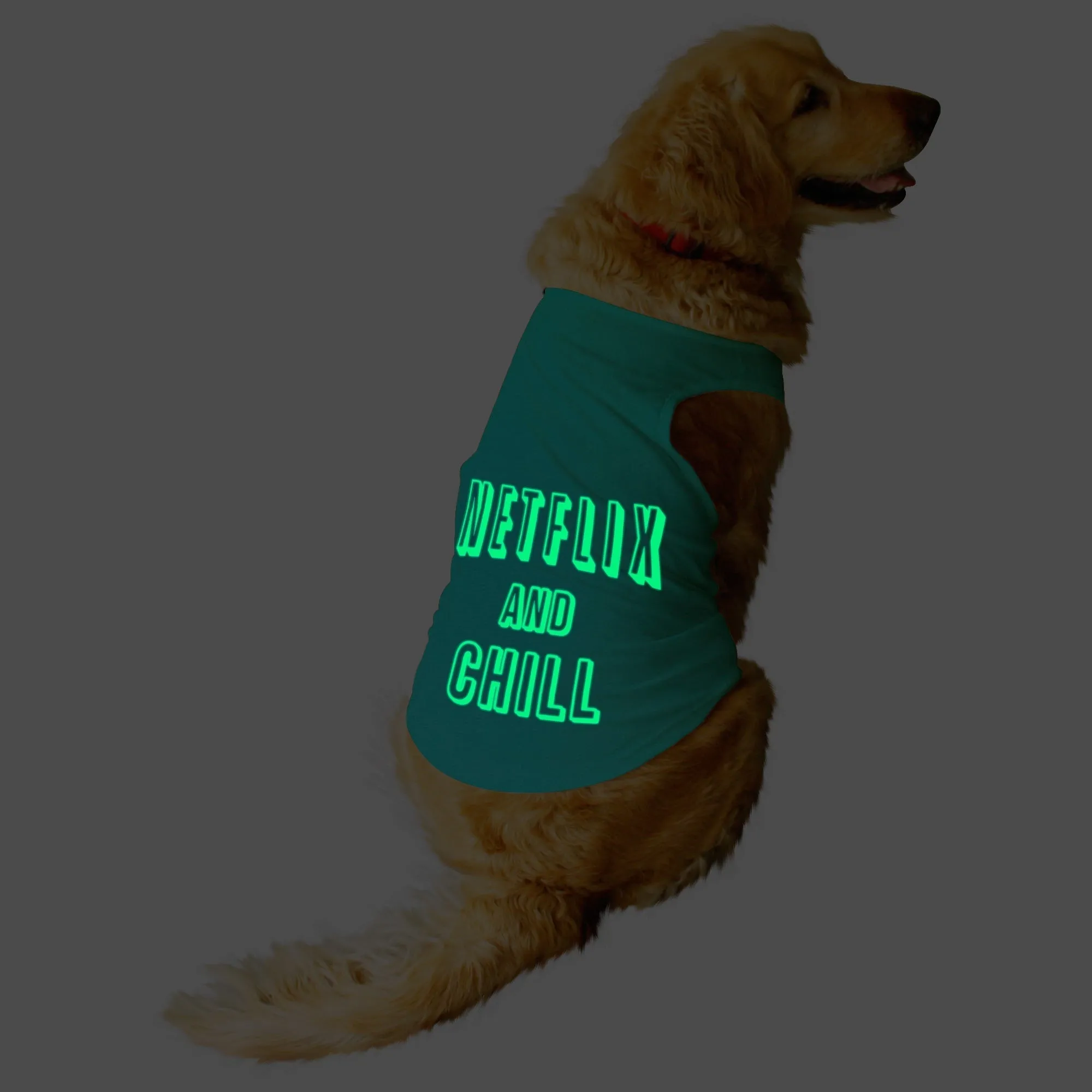 "Netflix And Chill" Night Glow Printed Dog Tee