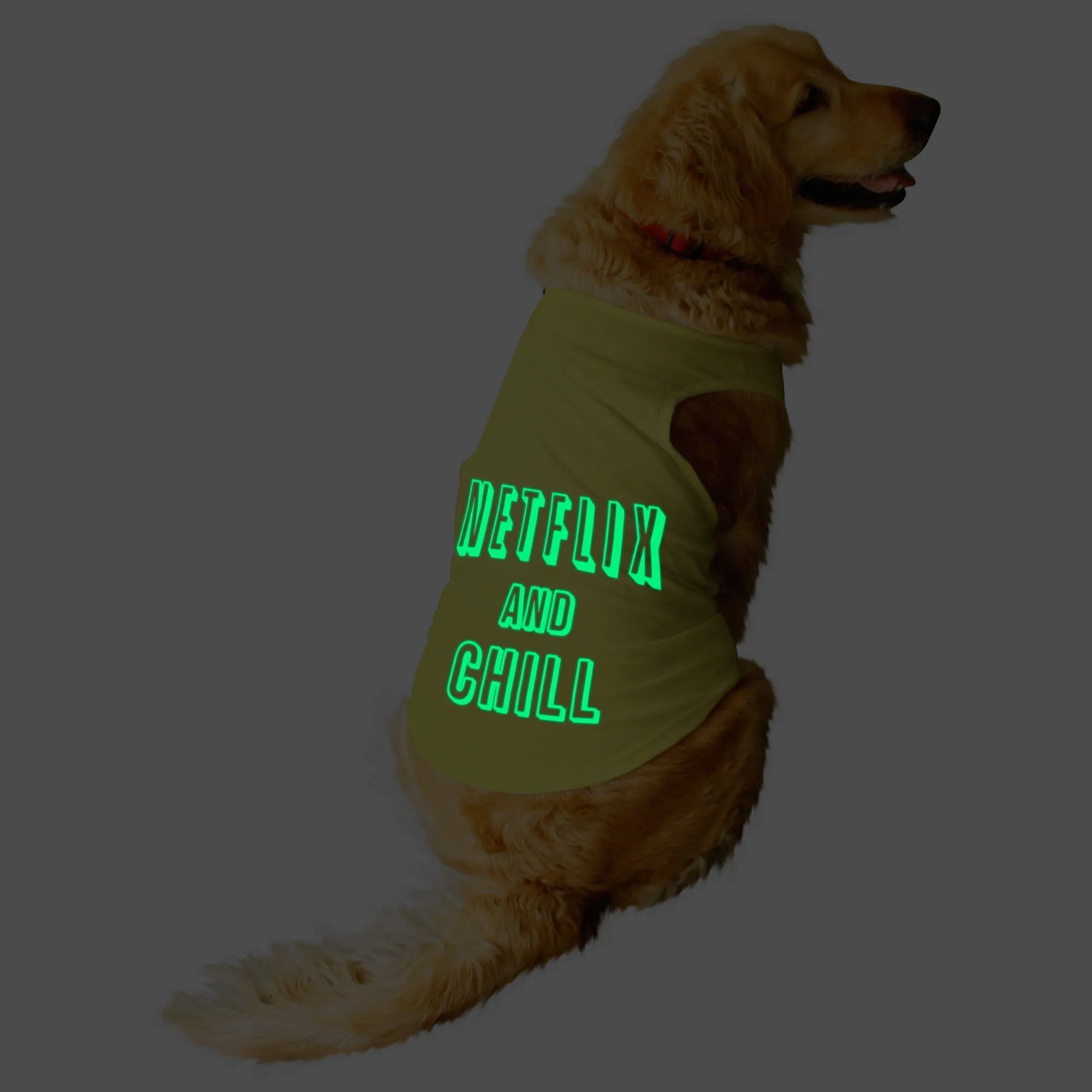 "Netflix And Chill" Night Glow Printed Dog Tee