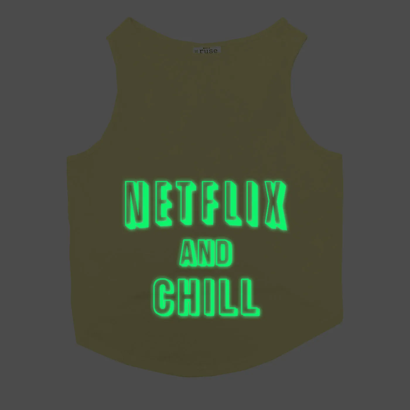 "Netflix And Chill" Night Glow Printed Dog Tee