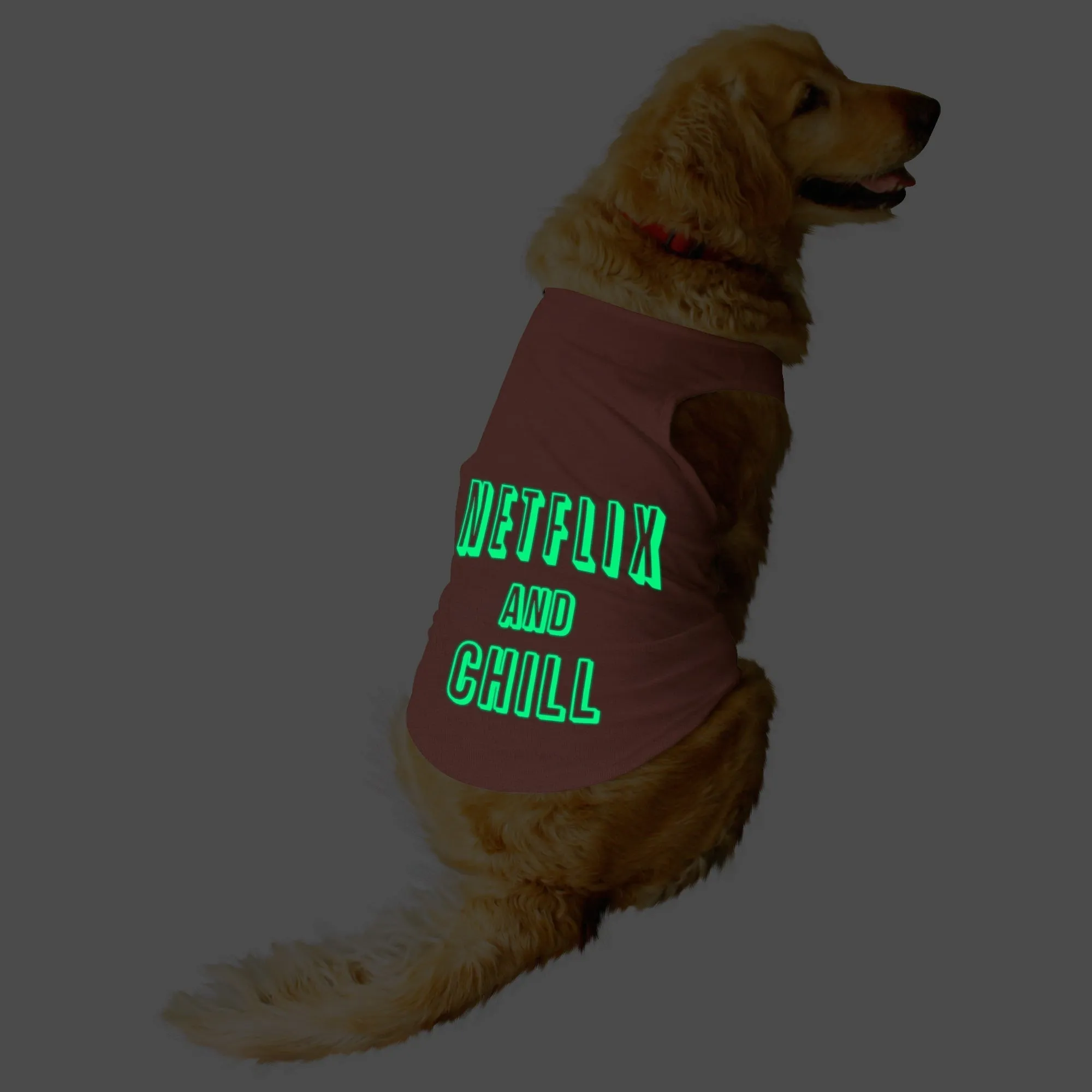 "Netflix And Chill" Night Glow Printed Dog Tee