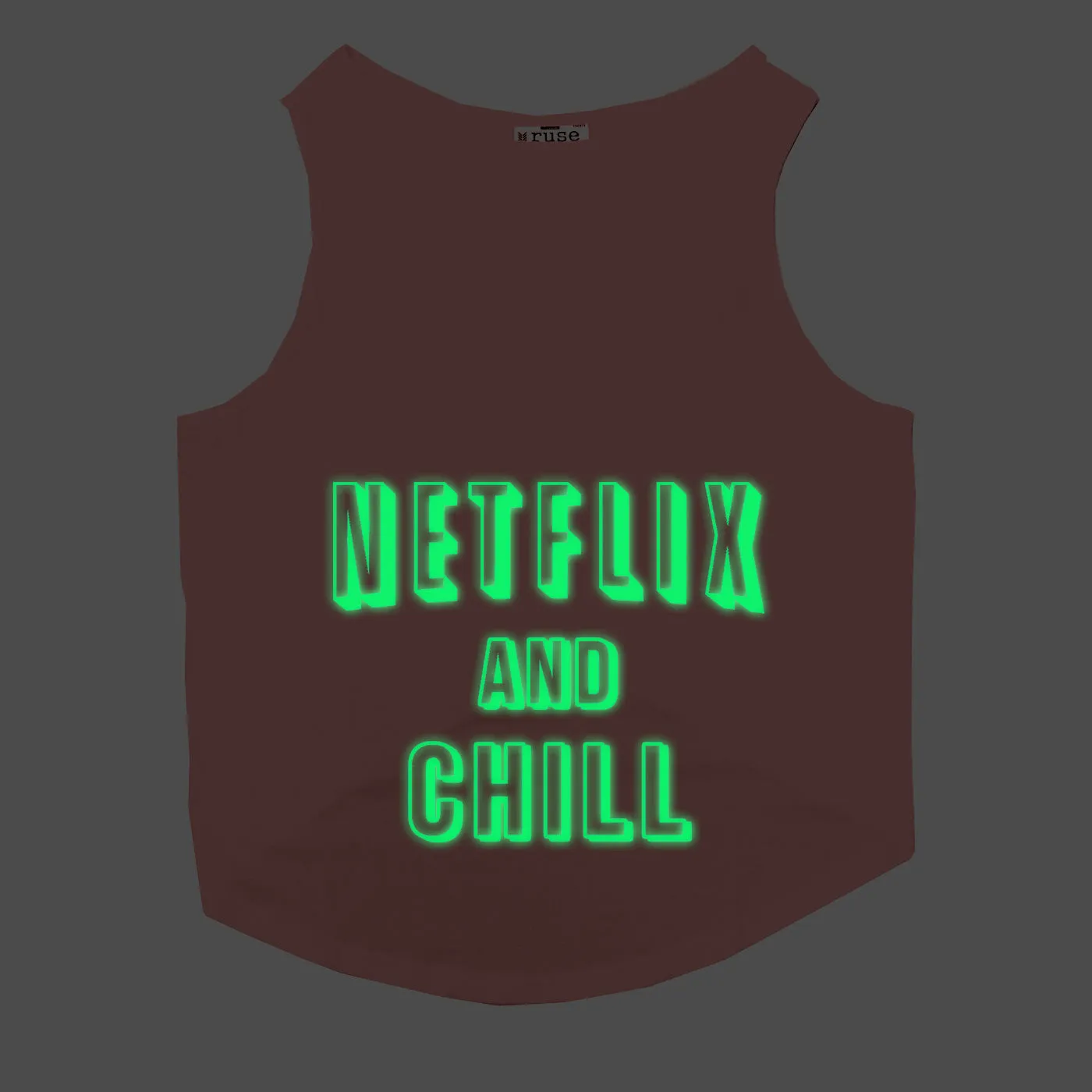 "Netflix And Chill" Night Glow Printed Dog Tee