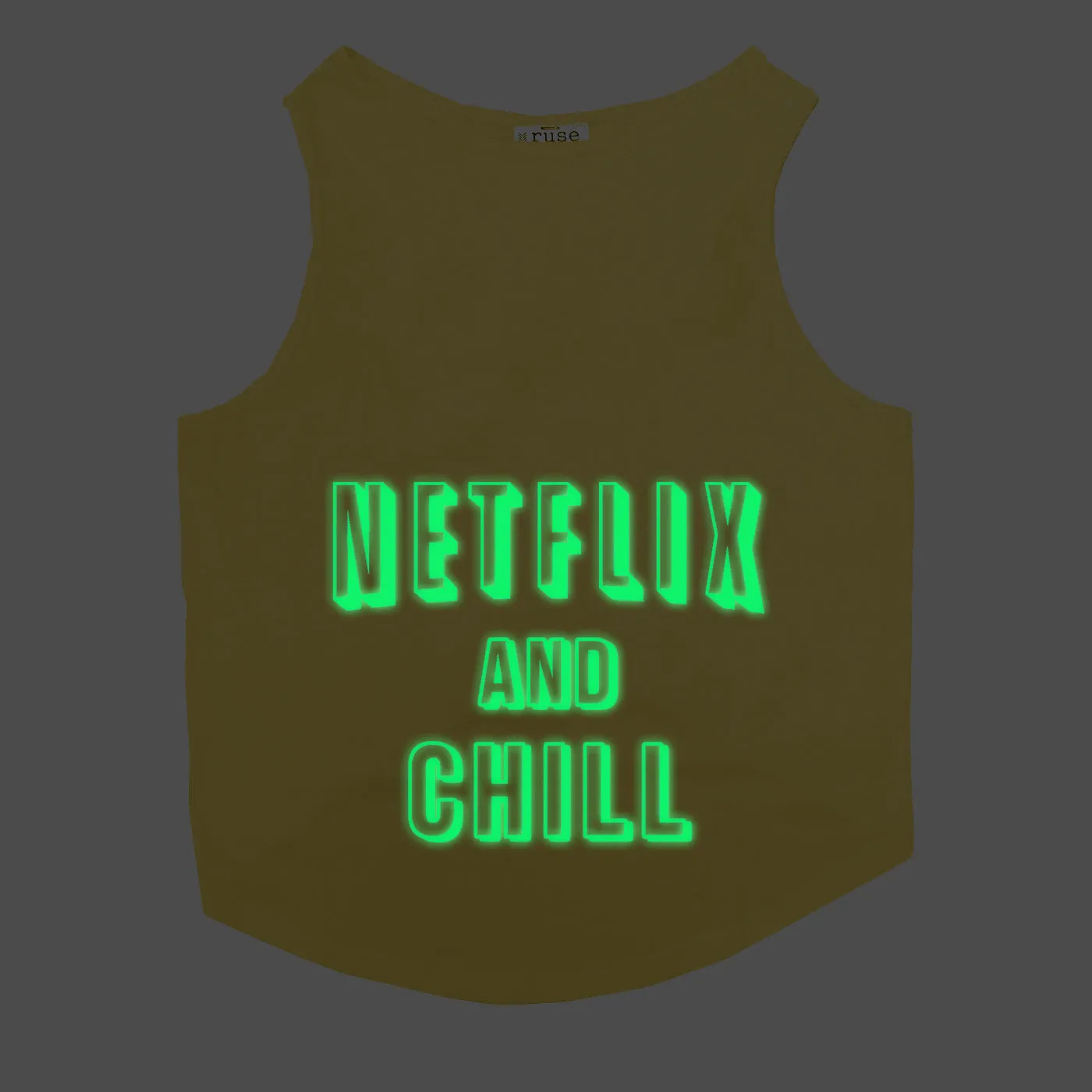 "Netflix And Chill" Night Glow Printed Dog Tee
