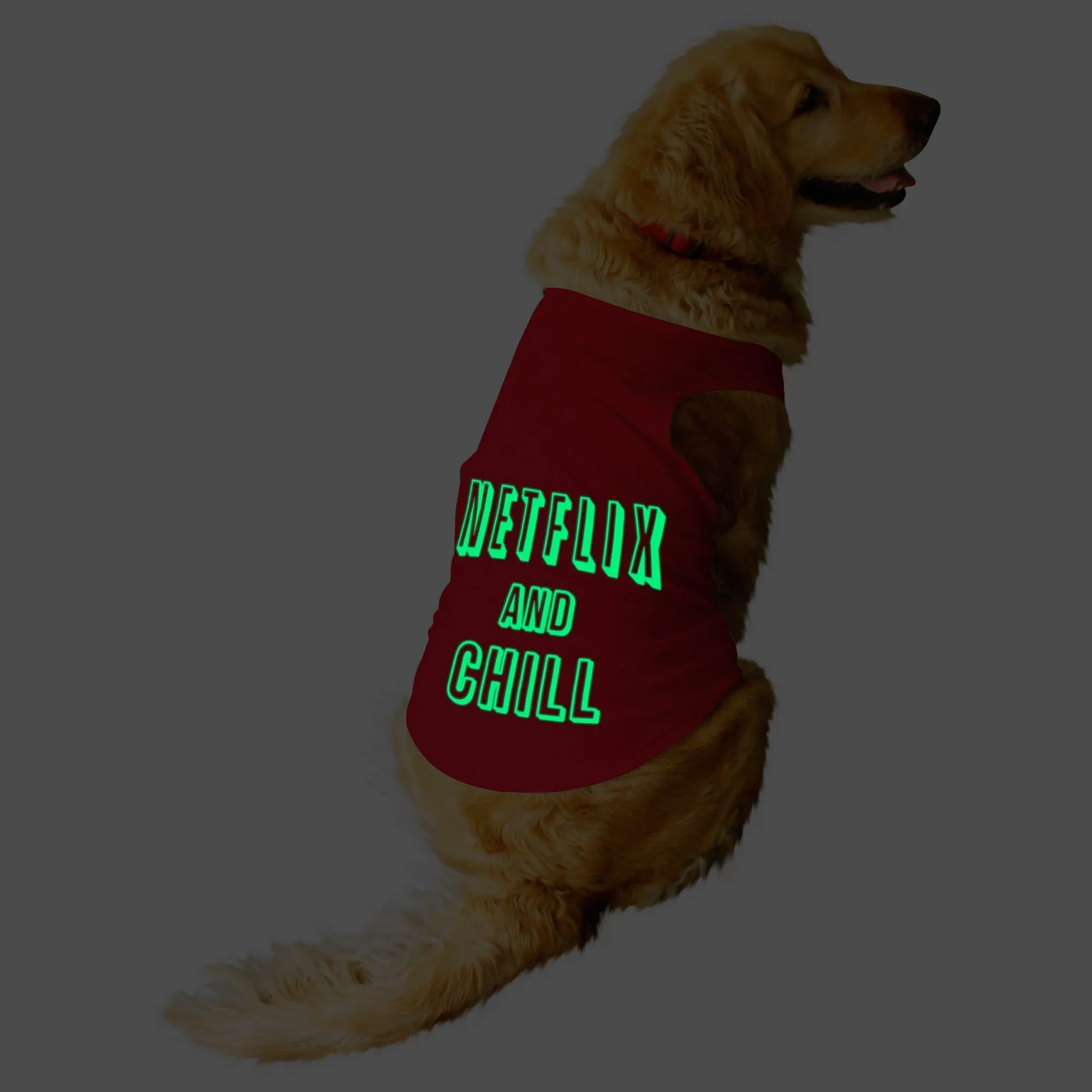 "Netflix And Chill" Night Glow Printed Dog Tee