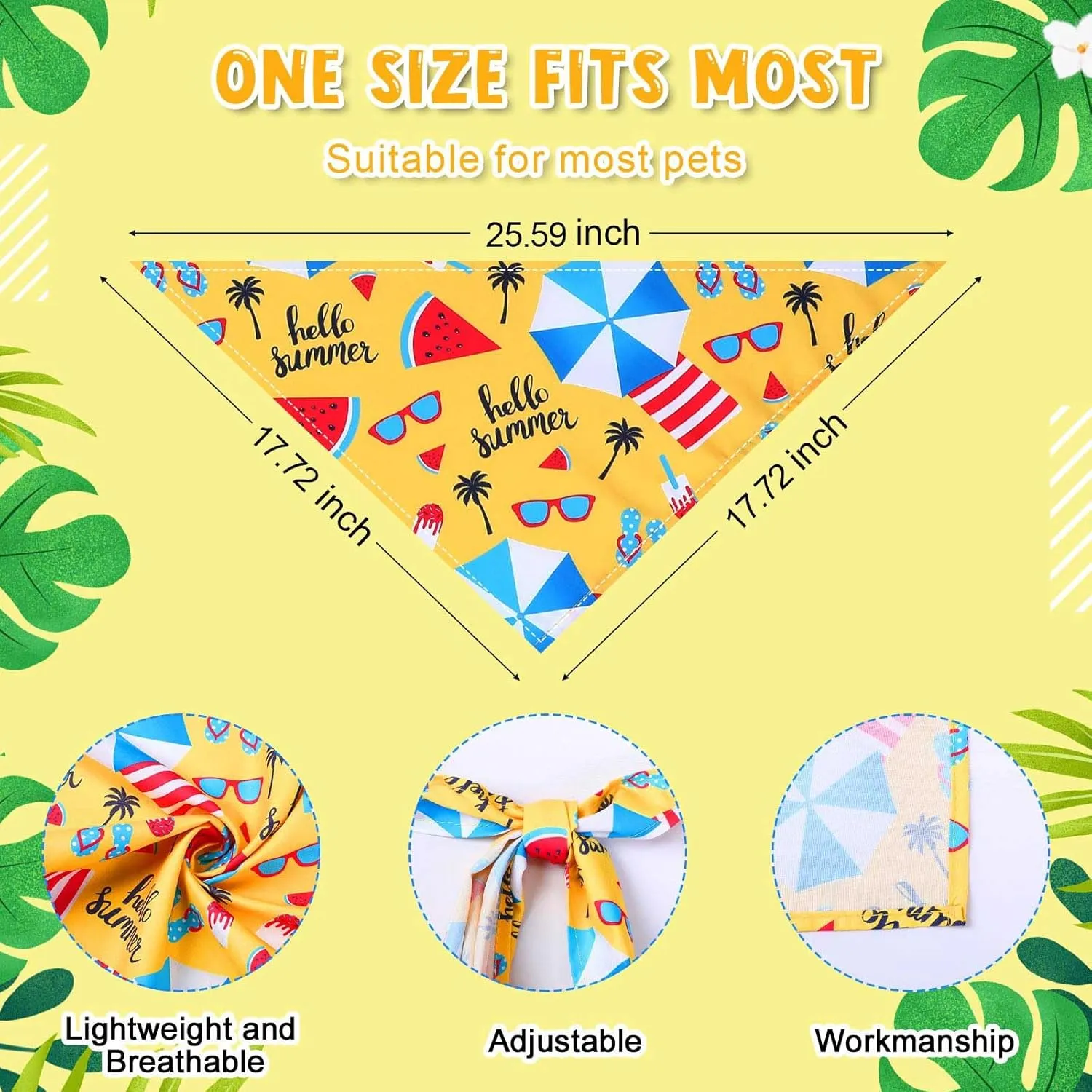 Reginary 120 Packs Dog Bandanas Bulk Dog Scarf Adjustable Holiday Pet Scarf Washable Scarves Triangle Drool Bibs for Cat Pet Costume Supply(Summer Series)