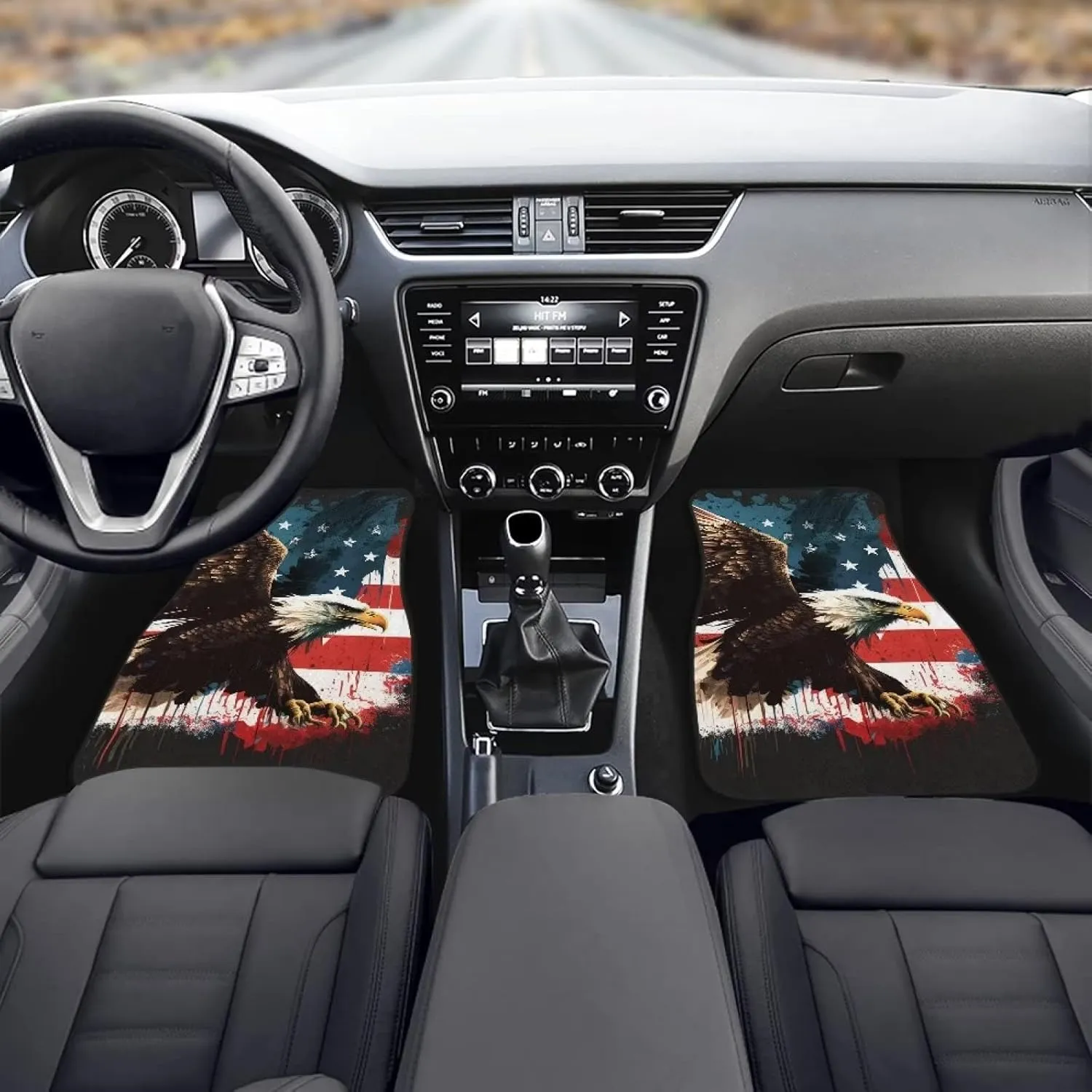 Showudesigns Bald Eagle Floor Mats for Car Accessories Auto Interior Carpet SUV Driver Seat Passenger Seat and Rear Floor Mats Heavy Duty Set of 4 American Flag Patriotic Decor
