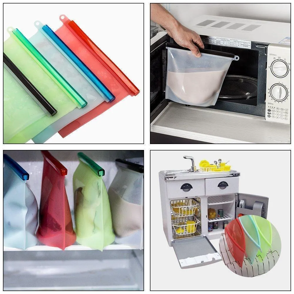 Silicone Food Storage Bags, 4 colors