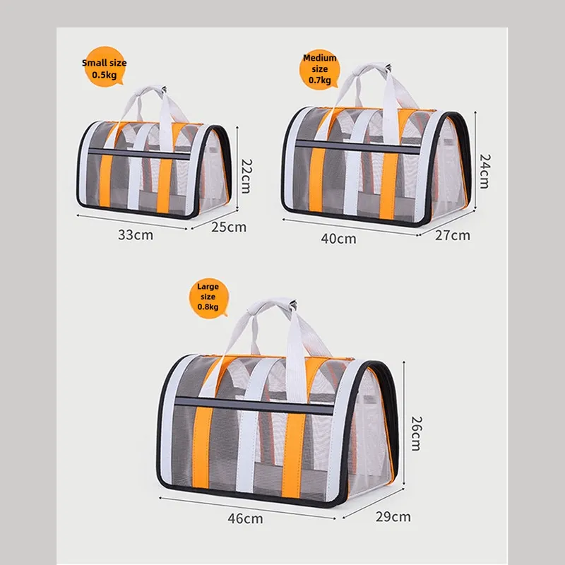 Size L Blue And White Foldable Pet Carrier Bag - Lightweight, Breathable, and Spacious for All Seasons