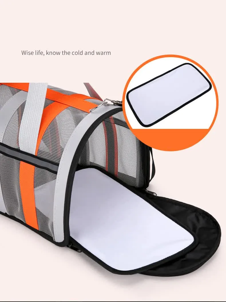 Size S Pink And White Foldable Pet Carrier Bag - Lightweight, Breathable, and Spacious for All Seasons