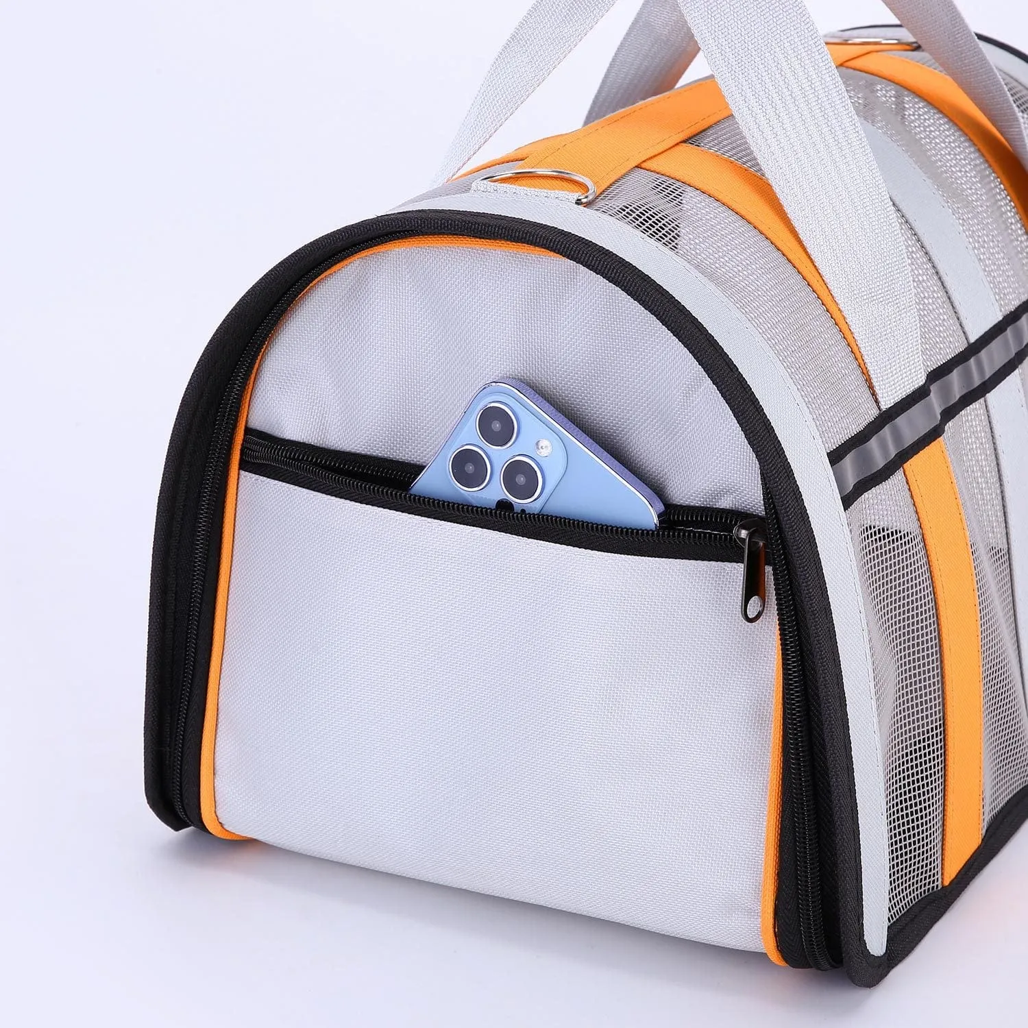 Size S Pink And White Foldable Pet Carrier Bag - Lightweight, Breathable, and Spacious for All Seasons