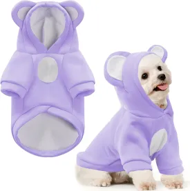 Small Dog Hoodie Soft Warm Fleece Fall Winter Dog Clothes Cute Puppy Sweaters Cat Coat Funny Blank Pullover Doggy Hooded Sweatshirts for Small Dogs Chihuahua Costumes Kitten Outfits(Purple,XS)