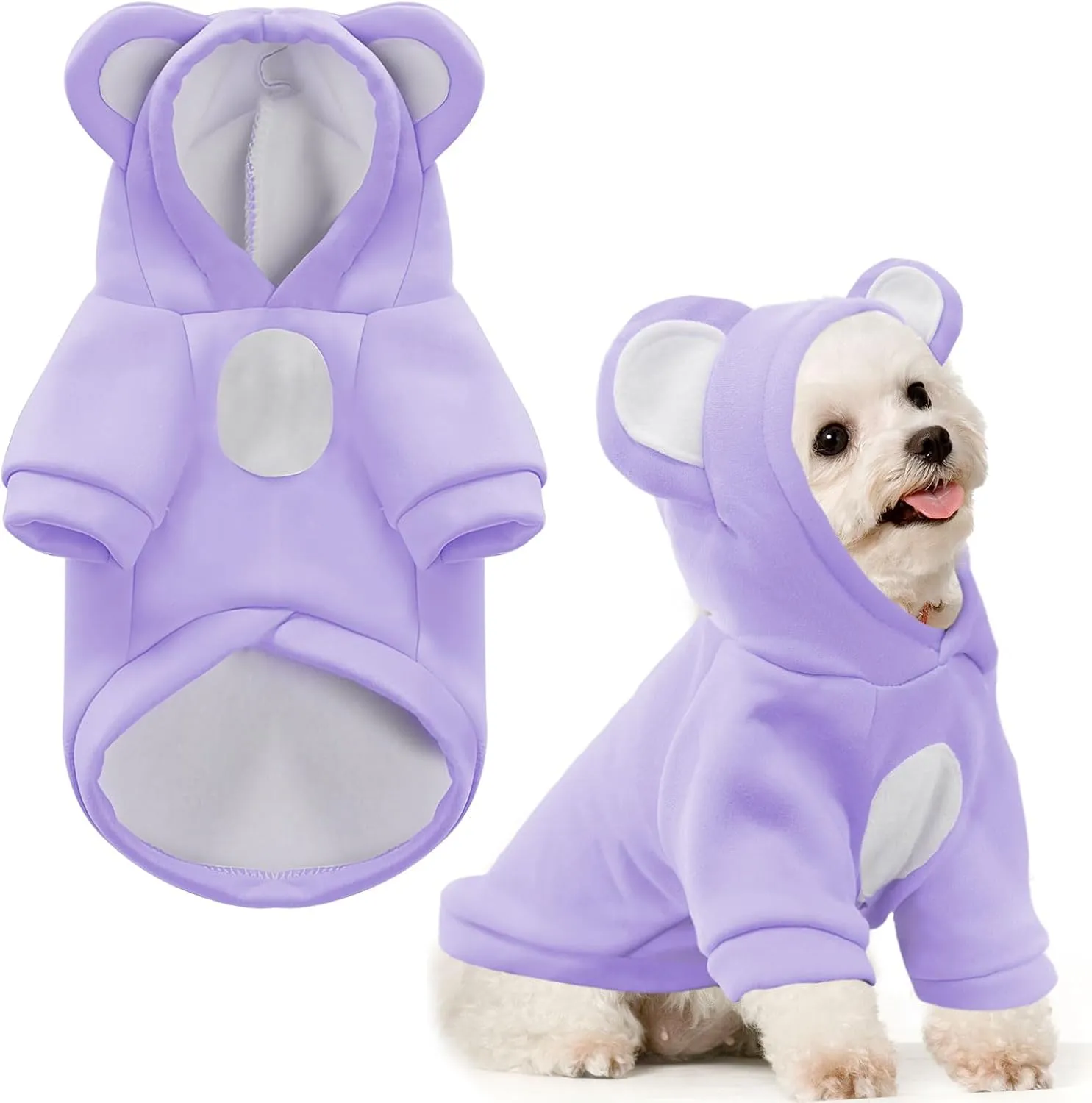 Small Dog Hoodie Soft Warm Fleece Fall Winter Dog Clothes Cute Puppy Sweaters Cat Coat Funny Blank Pullover Doggy Hooded Sweatshirts for Small Dogs Chihuahua Costumes Kitten Outfits(Purple,XS)