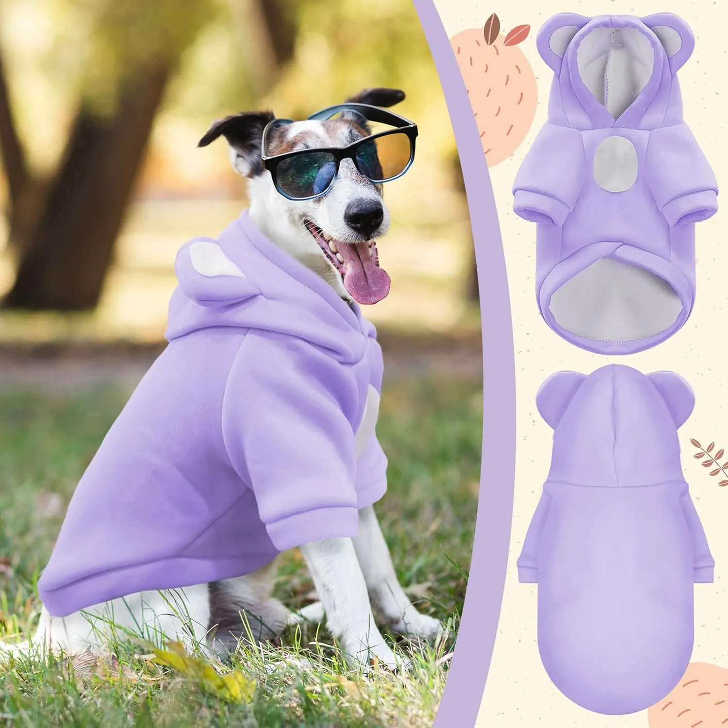 Small Dog Hoodie Soft Warm Fleece Fall Winter Dog Clothes Cute Puppy Sweaters Cat Coat Funny Blank Pullover Doggy Hooded Sweatshirts for Small Dogs Chihuahua Costumes Kitten Outfits(Purple,XS)