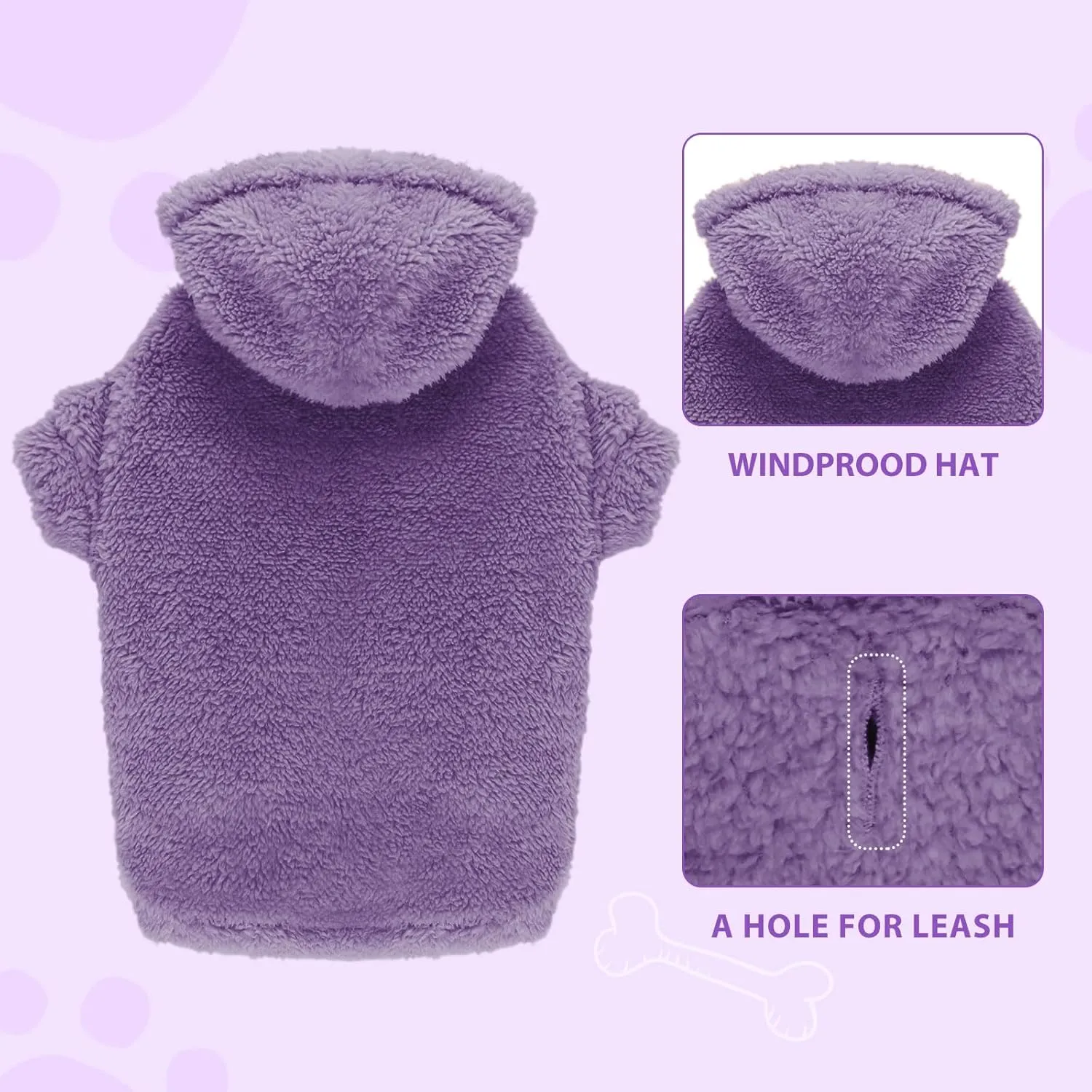 Stpiatue Fuzzy Dog Sweaters for Small Dogs Dog Hoodie Dog Clothes Warm Soft Cozy Dog Coats Hooded Sweatshirt Fleece Small Dog Hoodies Dog Sweater(Purple-XS)
