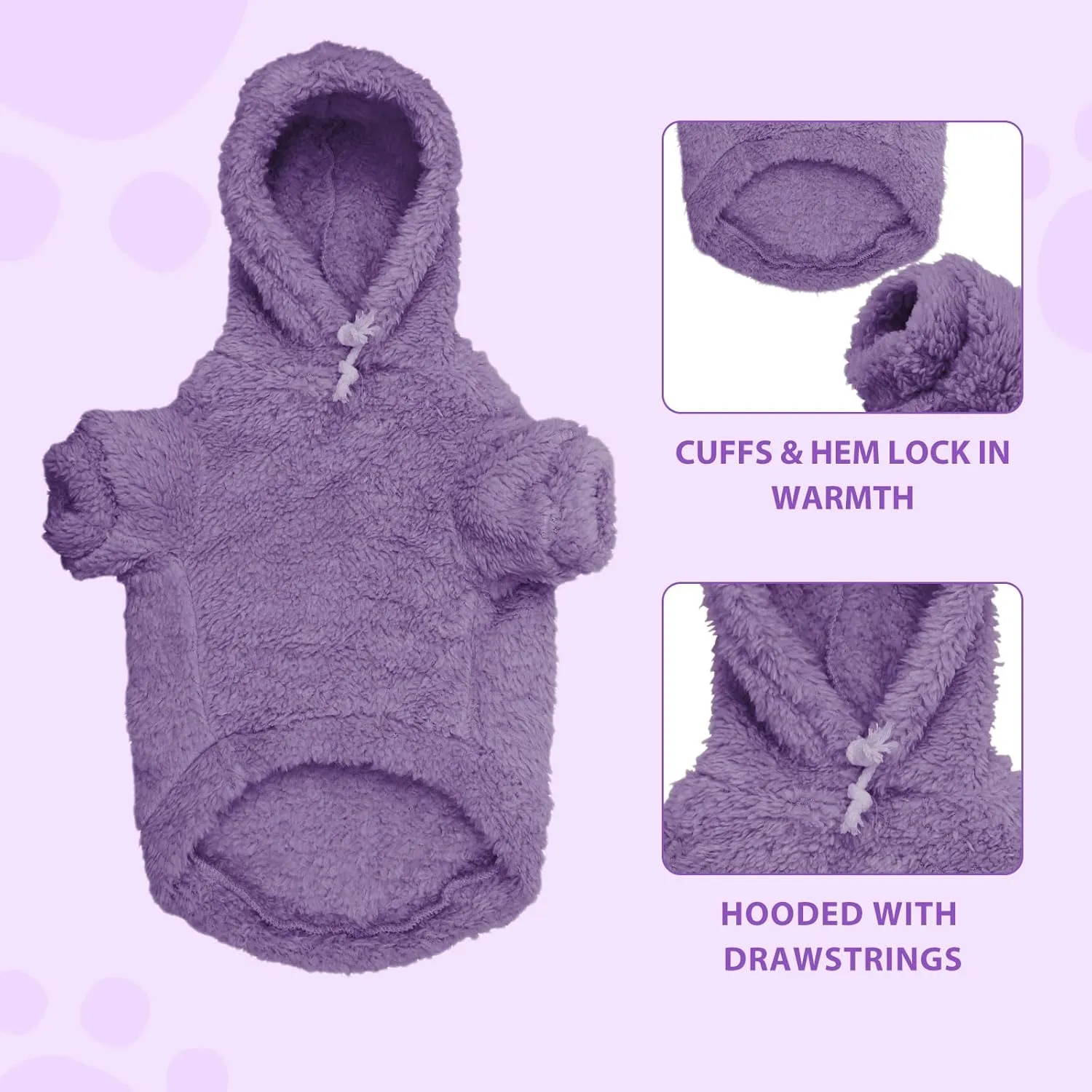 Stpiatue Fuzzy Dog Sweaters for Small Dogs Dog Hoodie Dog Clothes Warm Soft Cozy Dog Coats Hooded Sweatshirt Fleece Small Dog Hoodies Dog Sweater(Purple-XS)