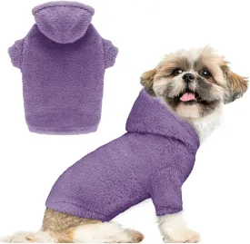 Stpiatue Fuzzy Dog Sweaters for Small Dogs Dog Hoodie Dog Clothes Warm Soft Cozy Dog Coats Hooded Sweatshirt Fleece Small Dog Hoodies Dog Sweater(Purple-XS)