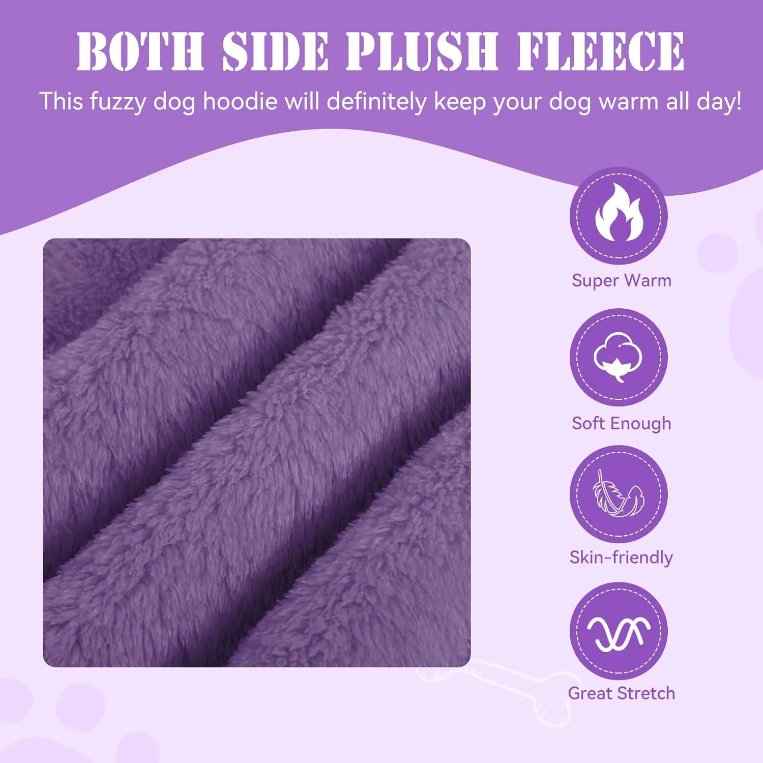 Stpiatue Fuzzy Dog Sweaters for Small Dogs Dog Hoodie Dog Clothes Warm Soft Cozy Dog Coats Hooded Sweatshirt Fleece Small Dog Hoodies Dog Sweater(Purple-XS)