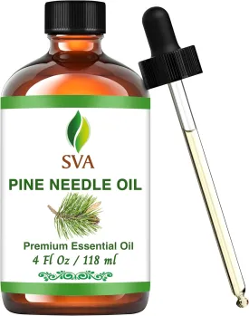 SVA Pine Needle Essential Oil  4 Fl Oz  100% Natural Pine Needle Oil - for Diffuser, Hair Care, Face, Skin Care, Aromatherapy, Scalp and Body Massage, Soap and Candle Making  with Dropper