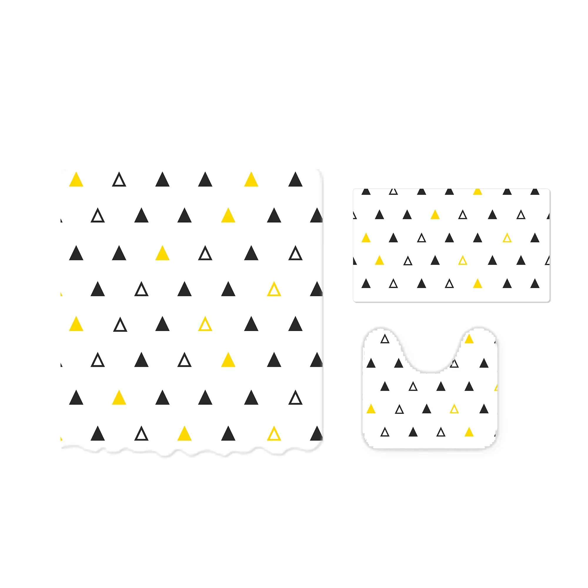 The Better Home Shower Curtain & Bathroom Mat Set (3pc) | 6 Ft Shower Curtains for Bathroom| U-Shaped Anti Skid Mat for Bathroom Floor | Non Slip Mat for Bathroom | Mold Resistant | Tri Triangles