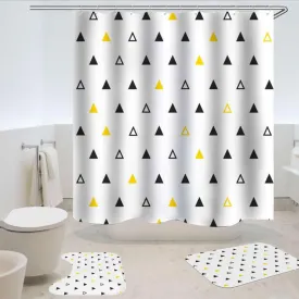 The Better Home Shower Curtain & Bathroom Mat Set (3pc) | 6 Ft Shower Curtains for Bathroom| U-Shaped Anti Skid Mat for Bathroom Floor | Non Slip Mat for Bathroom | Mold Resistant | Tri Triangles