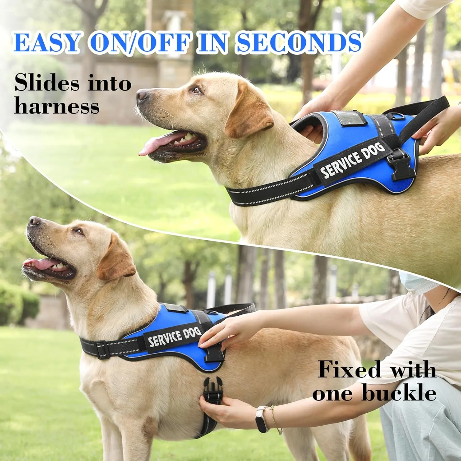 voopet Dog Harness Small Sized   ID Card Pocket   7 Patches, No Pull Adjustable Pet Dog Vest 3M Reflective Breathable Dog Harness with Soft Padded Handle for Training, Walking, Easy Control