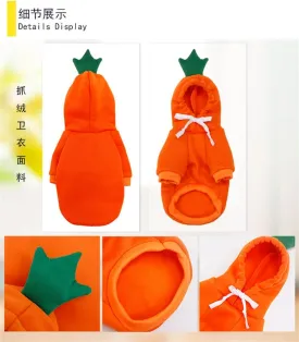 Warm Dog Winter Clothes Cute Fruit Dog Coat Hoodies Fleece Pet Dogs Costume Jacket for French Bulldog Chihuahua Ropa para Perro(Orange,M)