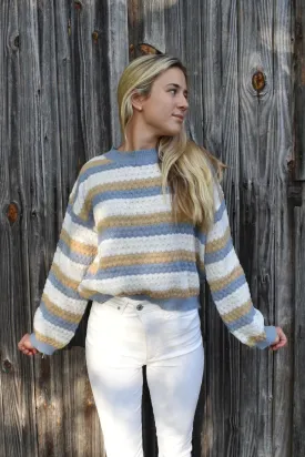 Women's Comfortable Striped Knitted Jumper with Patterned Style | Ideal for Autumn/Winter