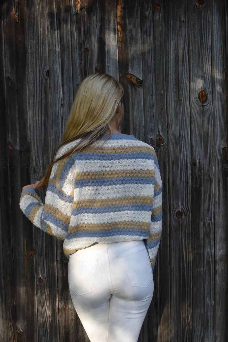 Women's Comfortable Striped Knitted Jumper with Patterned Style | Ideal for Autumn/Winter