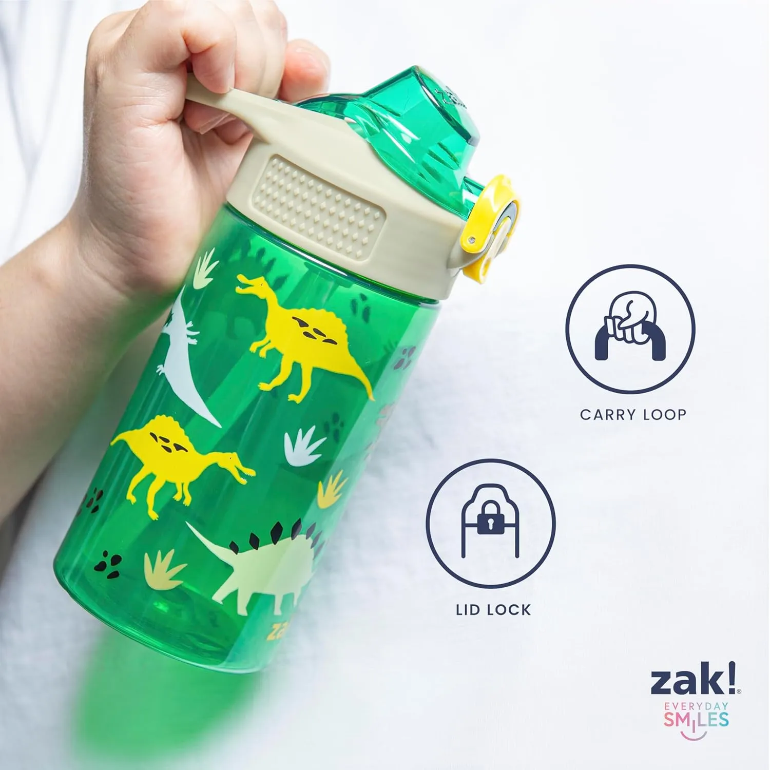 Zak Designs Disney Moana Sage Kids Water Bottle For School or Travel, 16oz Durable Plastic Water Bottle With Straw, Handle, and Leak-Proof, Pop-Up Spout Cover (Moana, Maui)