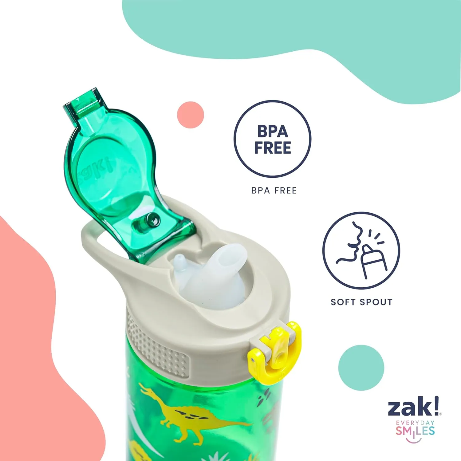 Zak Designs Disney Moana Sage Kids Water Bottle For School or Travel, 16oz Durable Plastic Water Bottle With Straw, Handle, and Leak-Proof, Pop-Up Spout Cover (Moana, Maui)